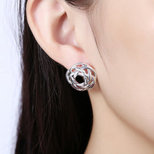 18K White Gold Plated Abstract Circular Stud Earring