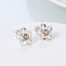 18K White Gold Plated Orange Citrine Ivory Onyx Floral Earring