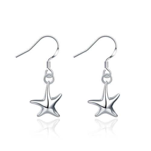 18K White Gold Plated Five-Point Starfish Earring