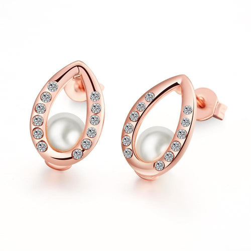 18K Rose Gold Plated Pear Studded Pearl