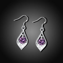 18K White Gold Plated Purple Citrine Triangular Drop Earring