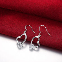 18K White Gold Plated Heart Shaped Drop Earring with Crystal Stone