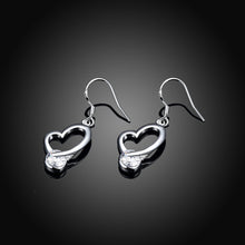 18K White Gold Plated Heart Shaped Drop Earring with Crystal Stone