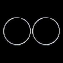 18K White Gold Plated Thin Cut Hoops