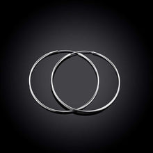 18K White Gold Plated Thin Cut Hoops