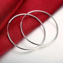 18K White Gold Plated Thin Cut Hoops