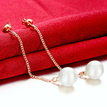 Gold Pated Double Pearl Drop Earrings