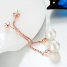 Gold Pated Double Pearl Drop Earrings