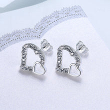 18K White Gold Plated Double Hearts Stud Earring