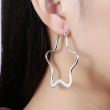 18K White Gold Plated Large Hollow Starts Hoops