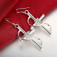 18K White Gold Plated Abstract Curved Cross Earring