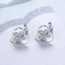 18K White Gold Plated Angular Heart Shaped with CrystalEarring