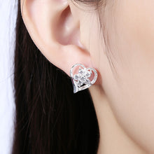 18K White Gold Plated Angular Heart Shaped with CrystalEarring