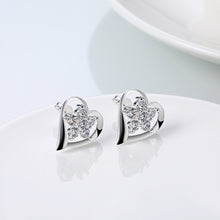 18K White Gold Plated Angular Heart Shaped with CrystalEarring