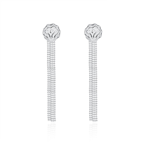 18K White Gold Plated Linear Chandelier Drop Earring