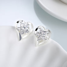 18K White Gold Plated Angular Heart Shaped with CrystalEarring