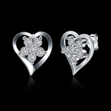 18K White Gold Plated Angular Heart Shaped with CrystalEarring