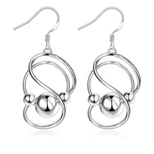 18K White Gold Plated Abstract Curved Circular Drop Earring