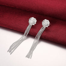 18K White Gold Plated Linear Chandelier Drop Earring