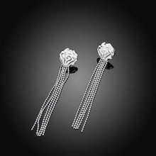 18K White Gold Plated Linear Chandelier Drop Earring