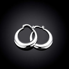 18K White Gold Plated Curved Cut Hoops