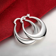 18K White Gold Plated Curved Cut Hoops