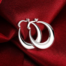 18K White Gold Plated Curved Cut Hoops