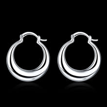 18K White Gold Plated Curved Cut Hoops