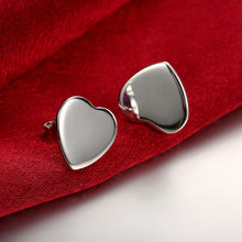 18K White Gold Plated Clean Cut Heart Shaped Studs