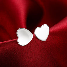 18K White Gold Plated Clean Cut Heart Shaped Studs