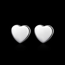 18K White Gold Plated Clean Cut Heart Shaped Studs