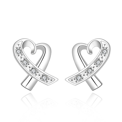 18K White Gold Plated Infinite Heart Shaped Earring