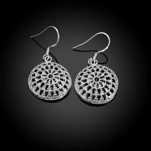 18K White Gold Plated Circular Pendant Earring