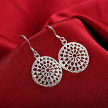 18K White Gold Plated Circular Pendant Earring