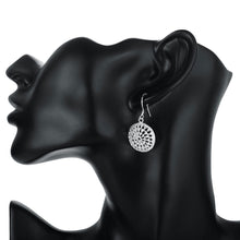 18K White Gold Plated Circular Pendant Earring