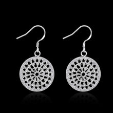 18K White Gold Plated Circular Pendant Earring