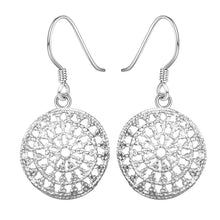 18K White Gold Plated Circular Pendant Earring