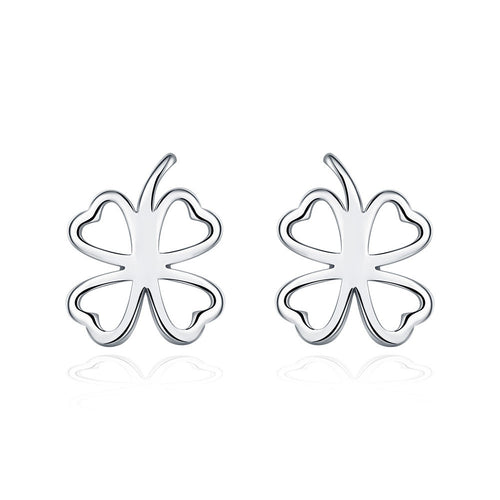 18K White Gold Plated Hollow Laser Cut Stud Earring