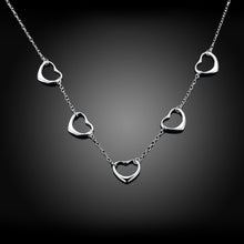 5 Connecting Hearts Necklace in 18K White Gold Plated