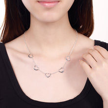 5 Connecting Hearts Necklace in 18K White Gold Plated