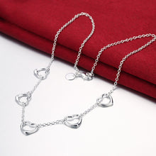 5 Connecting Hearts Necklace in 18K White Gold Plated