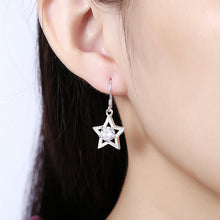 18K White Gold Plated Star Shape with Crystal Inlay Earring