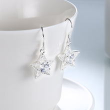 18K White Gold Plated Star Shape with Crystal Inlay Earring