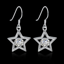 18K White Gold Plated Star Shape with Crystal Inlay Earring
