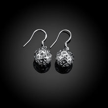 18K White Gold Plated Laser Cut Ball Drop Earring