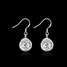 18K White Gold Plated Laser Cut Ball Drop Earring