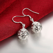 18K White Gold Plated Laser Cut Ball Drop Earring