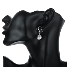 18K White Gold Plated Laser Cut Ball Drop Earring