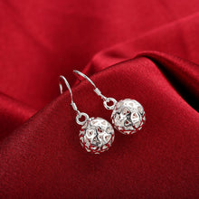 18K White Gold Plated Laser Cut Ball Drop Earring