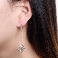 18K White Gold Plated Hollow Clover Drop Earring